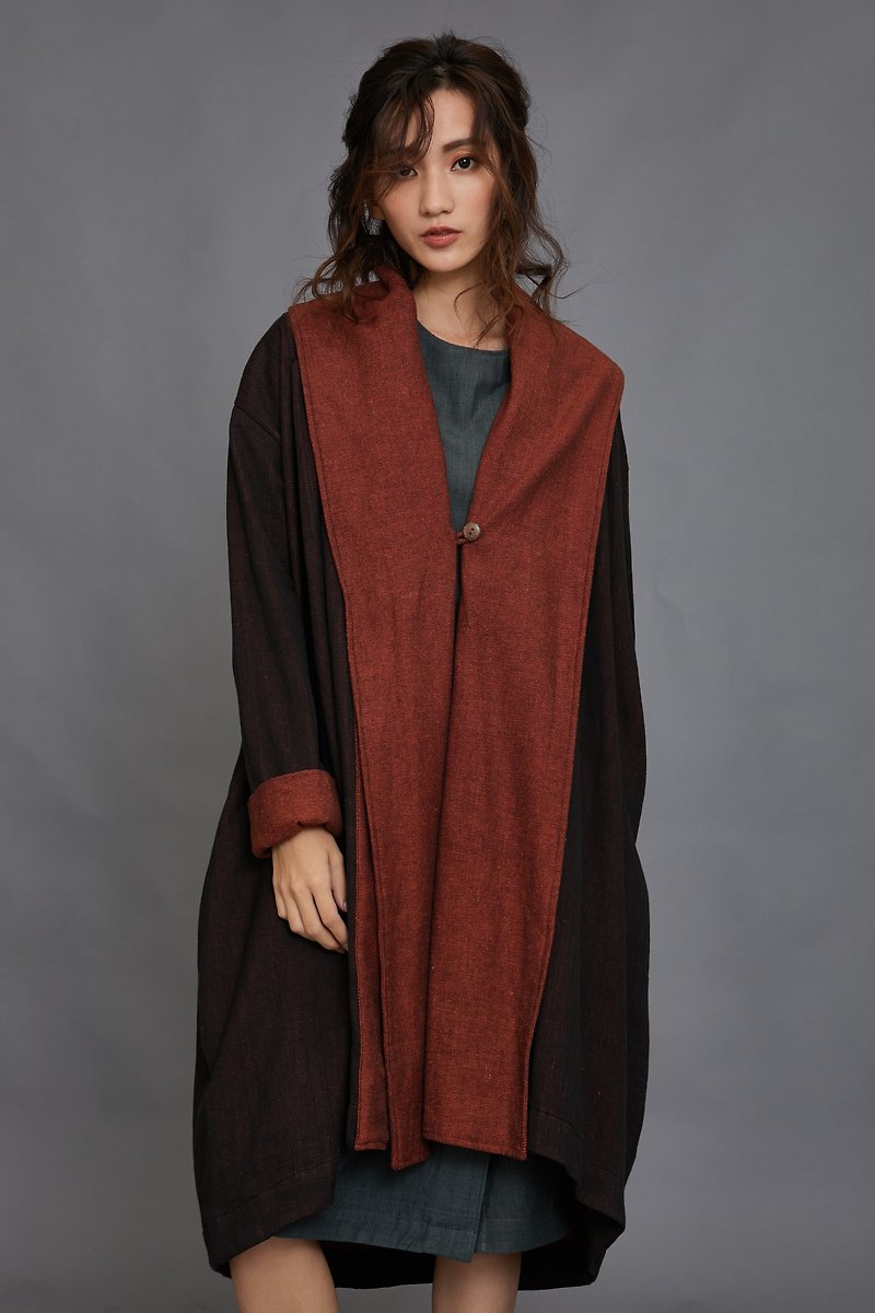 Flying hand-woven coat _ tomato _ fair trade - เสื้อแจ็คเก็ต - ผ้าฝ้าย/ผ้าลินิน สีดำ