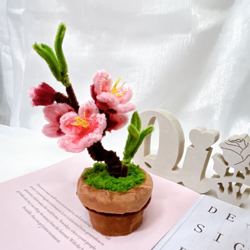 [Handmade to order] Peach Blossom Hairy Root Potted Plant [Beautiful Life] - ของวางตกแต่ง - วัสดุอื่นๆ 