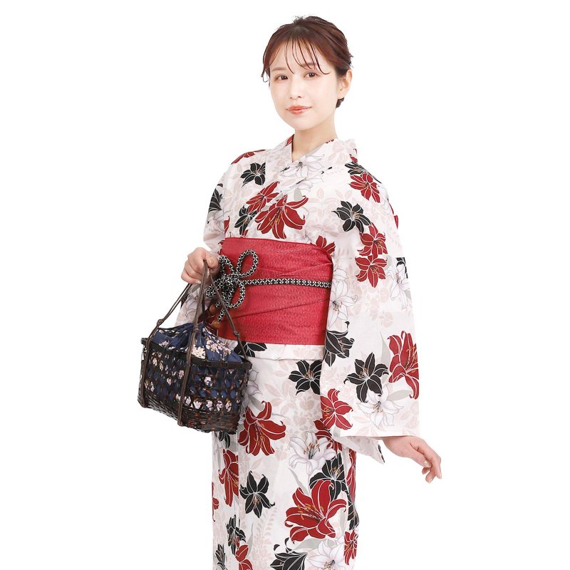 日本 和服 浴衣 女性 浴衣 腰封 2件組 S/F Size x14S/F-26 - 其他 - 棉．麻 紅色
