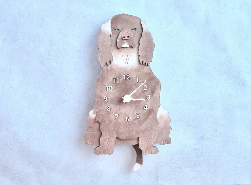 American Cocker Spaniel in Hound Mode Wooden Wall Clock - นาฬิกา - ไม้ สีนำ้ตาล