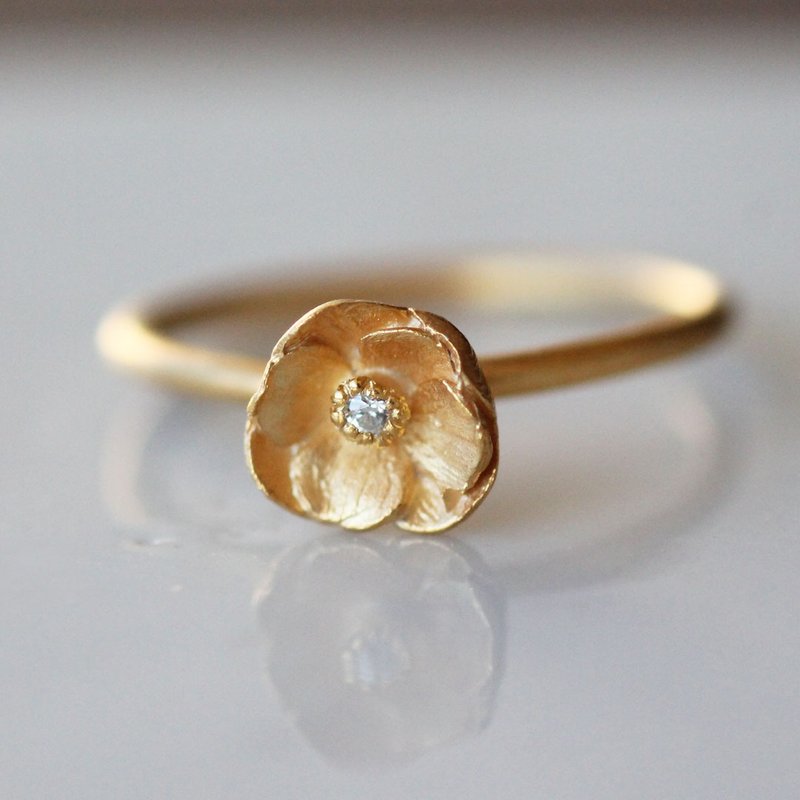 銀蓮花  純銀 花戒指 / Anemone ring - 戒指 - 純銀 金色