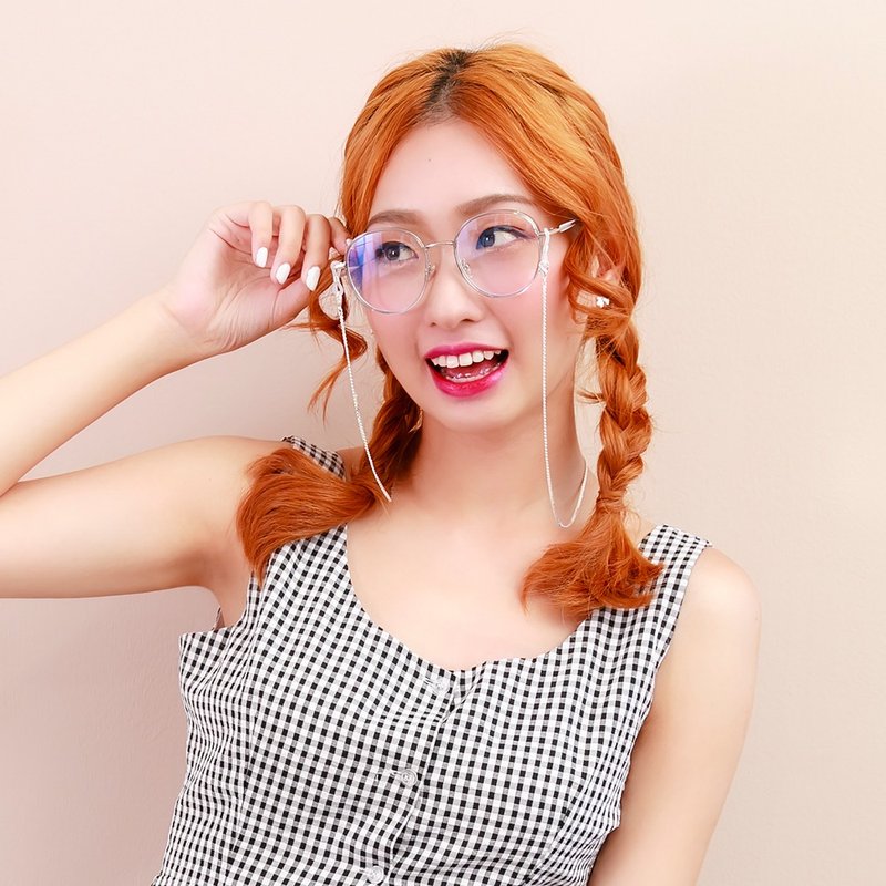 LO1051 Flowing Heart Sesame Sandwich Round Frame Blue Light Filter Glasses | Thickened Side Shape | Playful and Cute - Glasses & Frames - Other Metals Gray