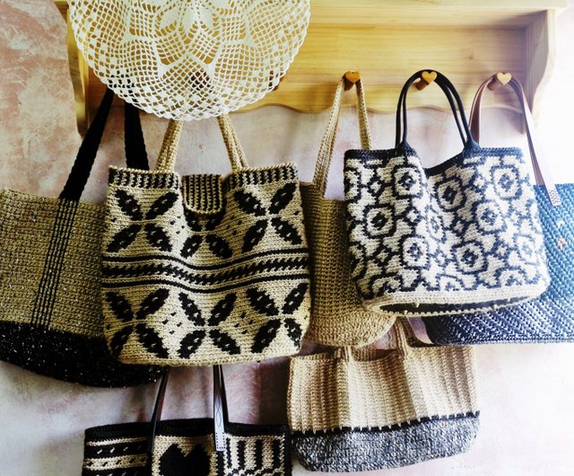 Ready stock Handmade handwoven jute Linen woven bag shopping bag