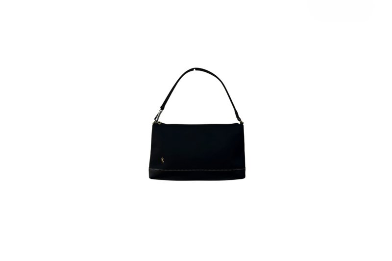 Roberta Di Camerino Black Nylon and Faux Leather mini shoulder bag // handbag - 手提包/手提袋 - 聚酯纖維 黑色