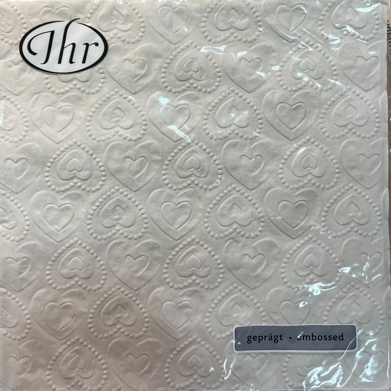 German IHR-33*33cm napkin-beige love embossed - ผ้ารองโต๊ะ/ของตกแต่ง - กระดาษ สีเทา