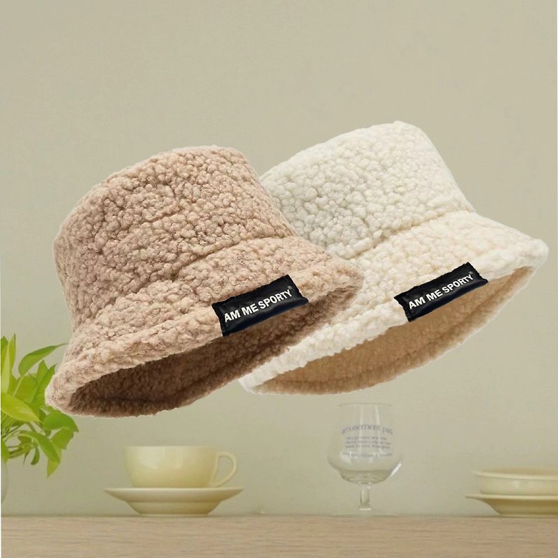AM ME Comfy Lamb Wool Bucket Hat - Hats & Caps - Cotton & Hemp White