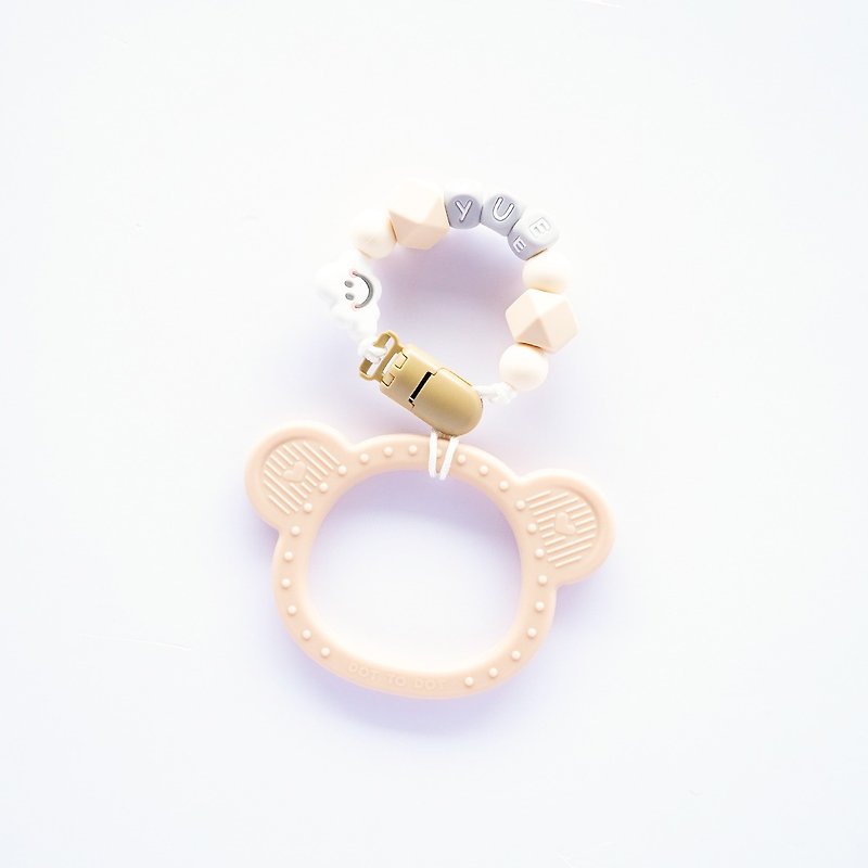 9 yue white cloud beige bear teether/customized pacifier chain - ของเล่นเด็ก - วัสดุอื่นๆ หลากหลายสี