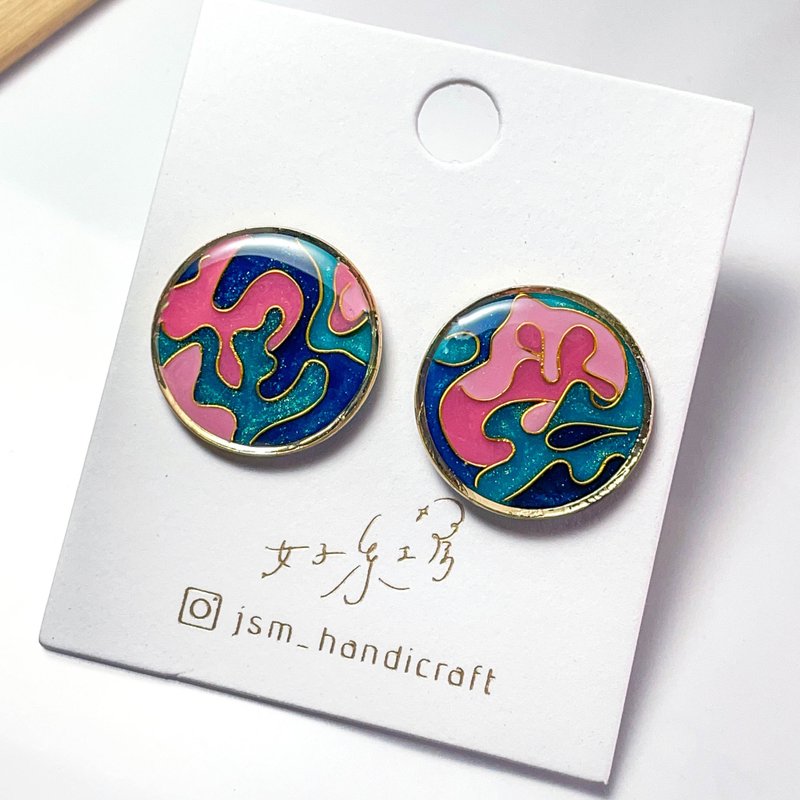 Traces of bubble gum Earrings | cloisonné - ต่างหู - เรซิน สึชมพู