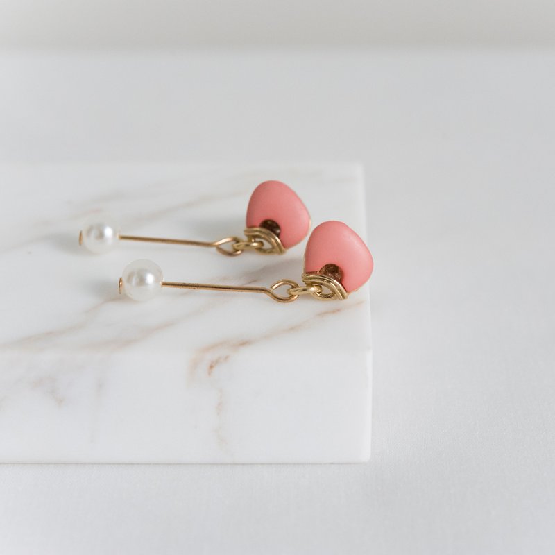 Vintage Button Earrings - Earrings & Clip-ons - Plastic Pink