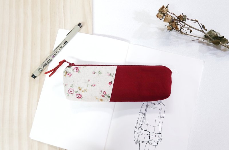 Little Fabric Pencil Cases rose - กล่องดินสอ/ถุงดินสอ - ผ้าฝ้าย/ผ้าลินิน สีแดง