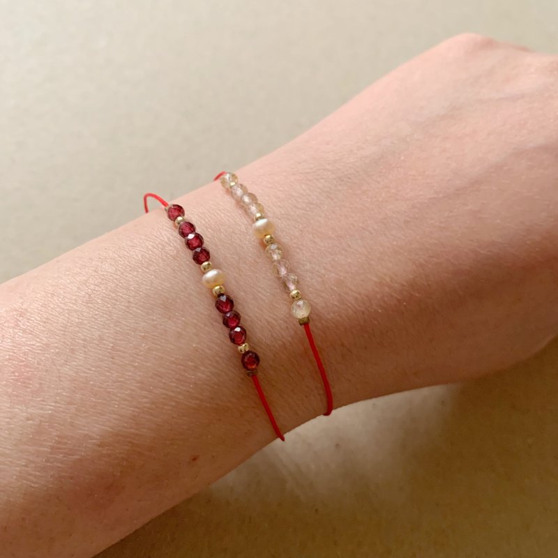 New Year Promotion 14KGF Crystal Red String Bracelet - สร้อยข้อมือ - คริสตัล 