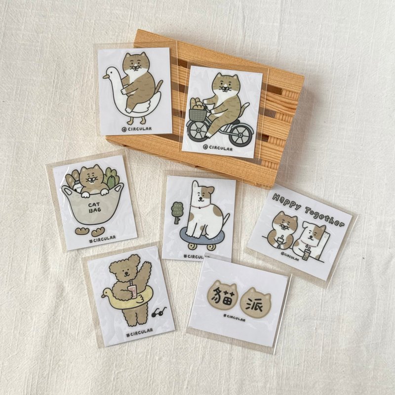 單圖/貓貓狗狗-水晶轉印貼紙 - 貼紙 - 紙 白色