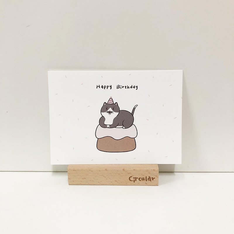 賓士貓蛋糕-生日卡/明信片 - 卡片/明信片 - 紙 粉紅色