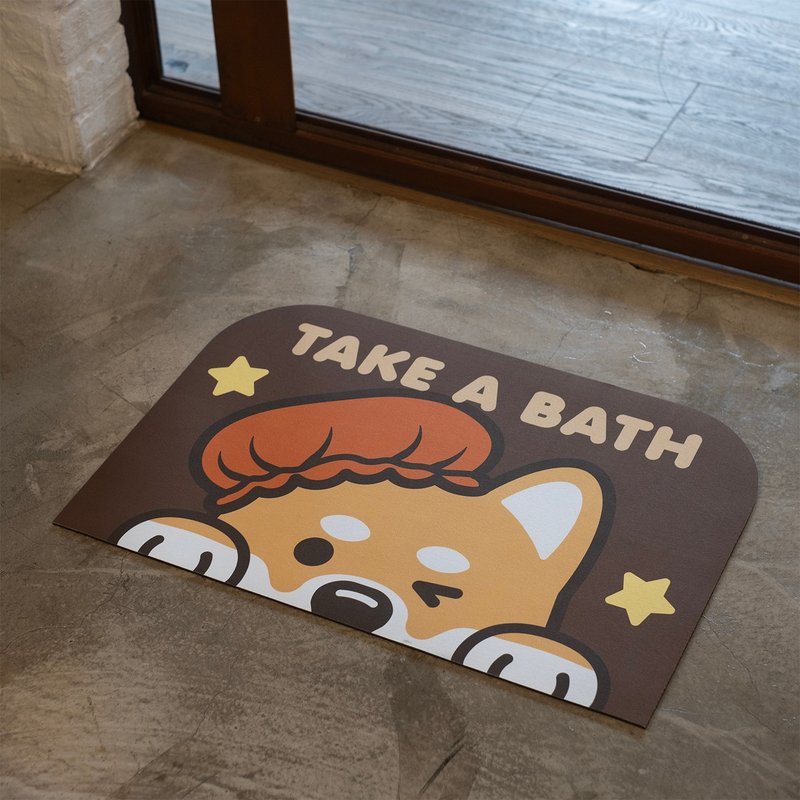 【PJai the Shiba】Take a Bath Bathroom Carpet (AA522) - พรมปูพื้น - พลาสติก สีนำ้ตาล