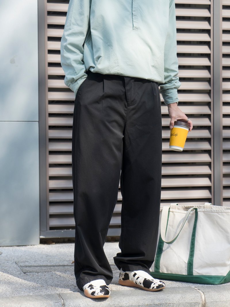 PANTS 三色春夏輕薄長褲 基礎款直筒寬松闊腿褲 松緊腰圍cityboy - 男長褲/休閒褲 - 其他人造纖維 卡其色