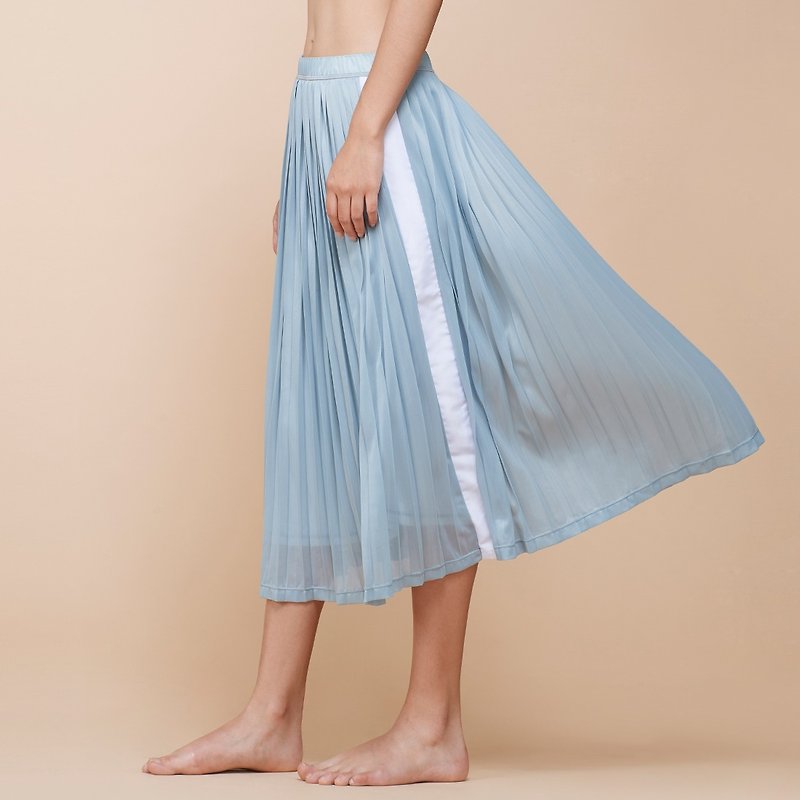【MACACA】Waltz Pleated Skirt-BQE8102 Light Blue - Skirts - Polyester Blue