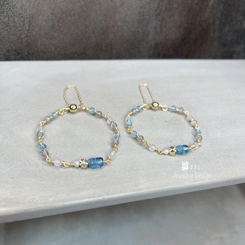 海藍寶磁吸手鍊 溝通 表達 勇氣 桃花 J.Y.L 鄰手作 - 手鍊/手環 - 水晶 藍色