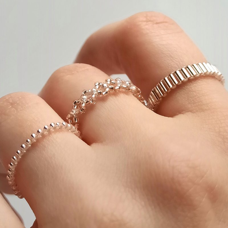 Set bead rings | Handmade jewelry | Pink set rings | Seed bead rings - 戒指 - 玻璃 粉紅色