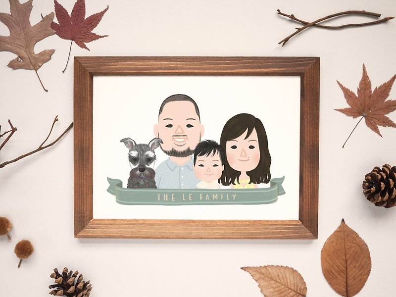 Custom Family Portrait Illustration | Personalized Group Portrait | Digital File - ภาพวาดบุคคล - กระดาษ ขาว