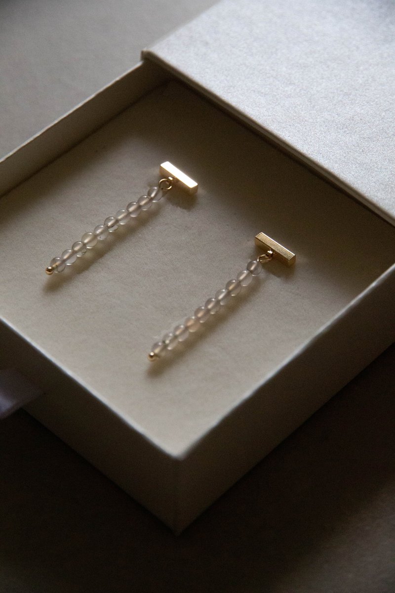 Agate Drop Gold Plated Earring – 透明瑪瑙 – 耳環 - 耳環/耳夾/耳骨夾 - 玉石 透明