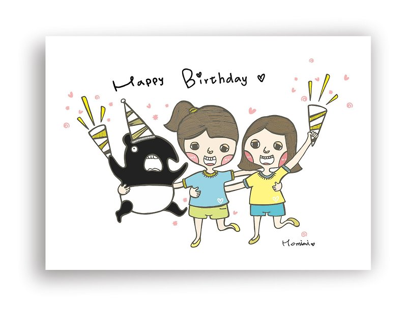 Customized Illustration Postcard - Happy Birthday Happy Birthday - การ์ด/โปสการ์ด - กระดาษ 