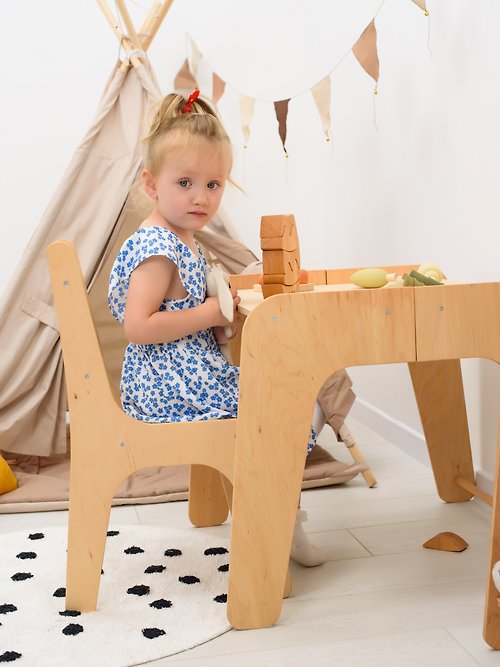 幼児用テーブルと椅子セット、収納付き木製テーブル、子供部屋用