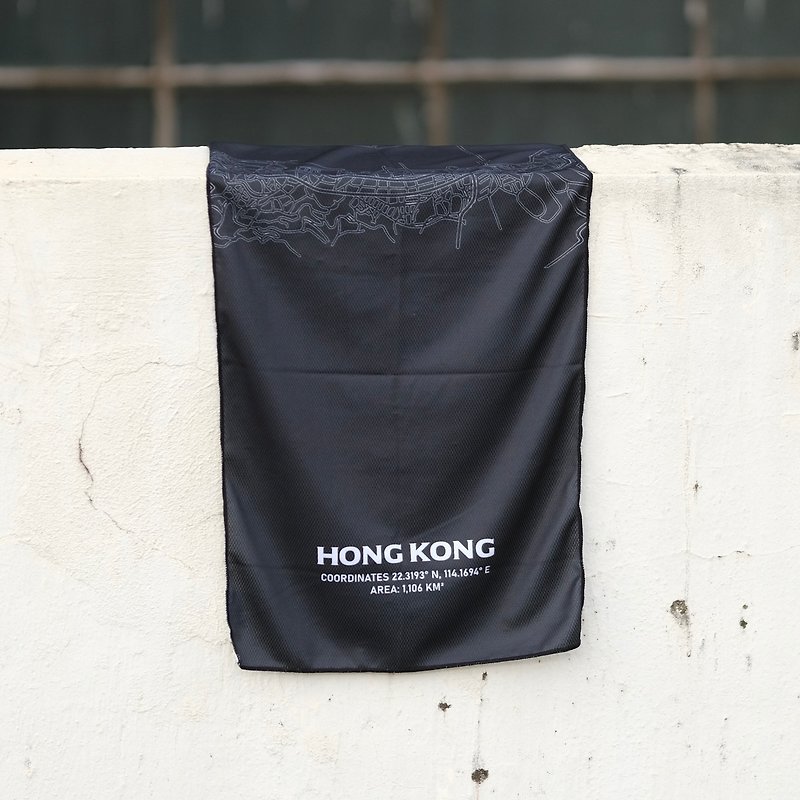 Cool Ice Towel - Hong Kong Map - Towels - Nylon Black