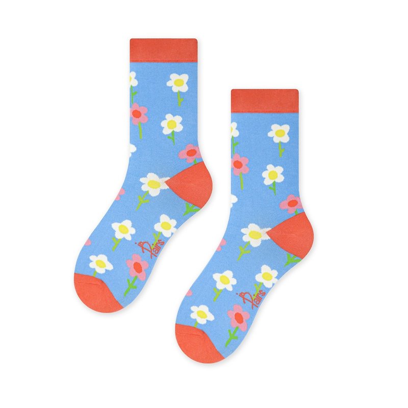 in Pairs | Blue Daisiesg socks - ถุงเท้า - ผ้าฝ้าย/ผ้าลินิน หลากหลายสี