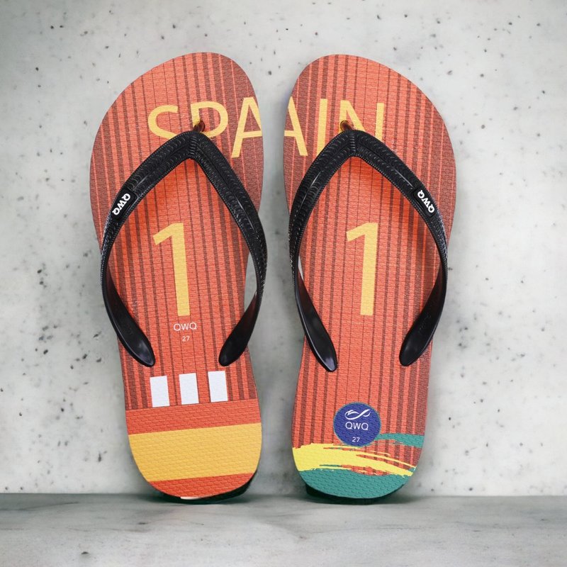 Men's national team football commemorative flip-flops anti-slip waterproof flip-flops Spain - รองเท้าแตะ - ยาง หลากหลายสี