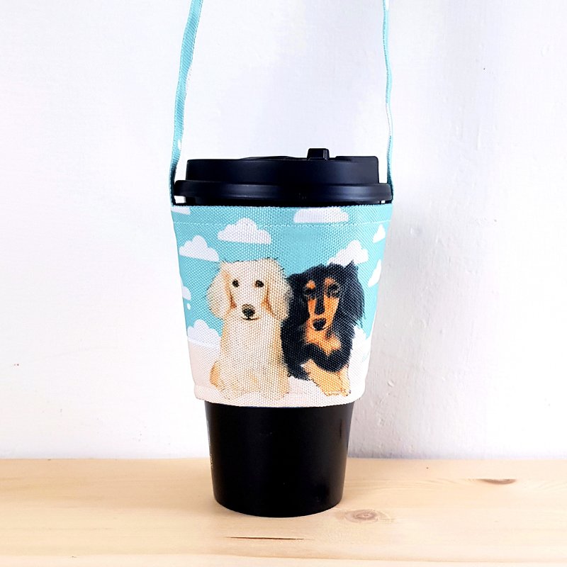 Shuangbao sausage environmental protection cup holder/beverage bag/animal pet shape - Beverage Holders & Bags - Other Materials Blue