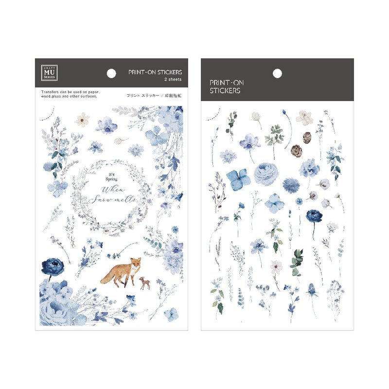 【Print-On Stickers 轉印貼紙】no.181-雪融大地 | 春季系列 - 貼紙 - 其他材質 藍色