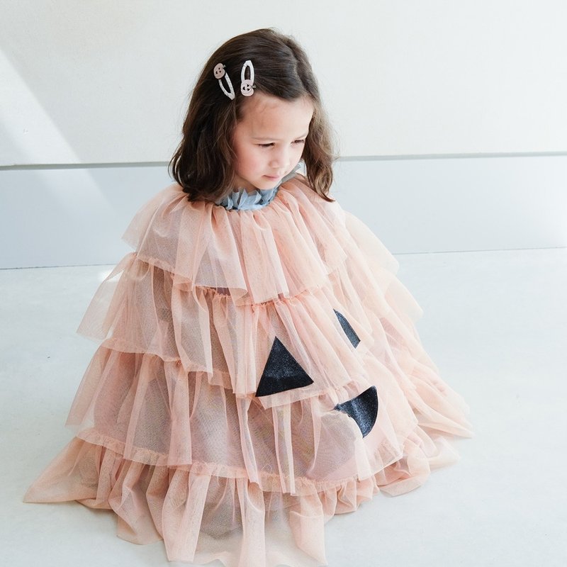 British Mimi & Lula_AW24_Dress Up Party-Playful Pumpkin Ruffled Gauze Cape - Kids' Dresses - Polyester 