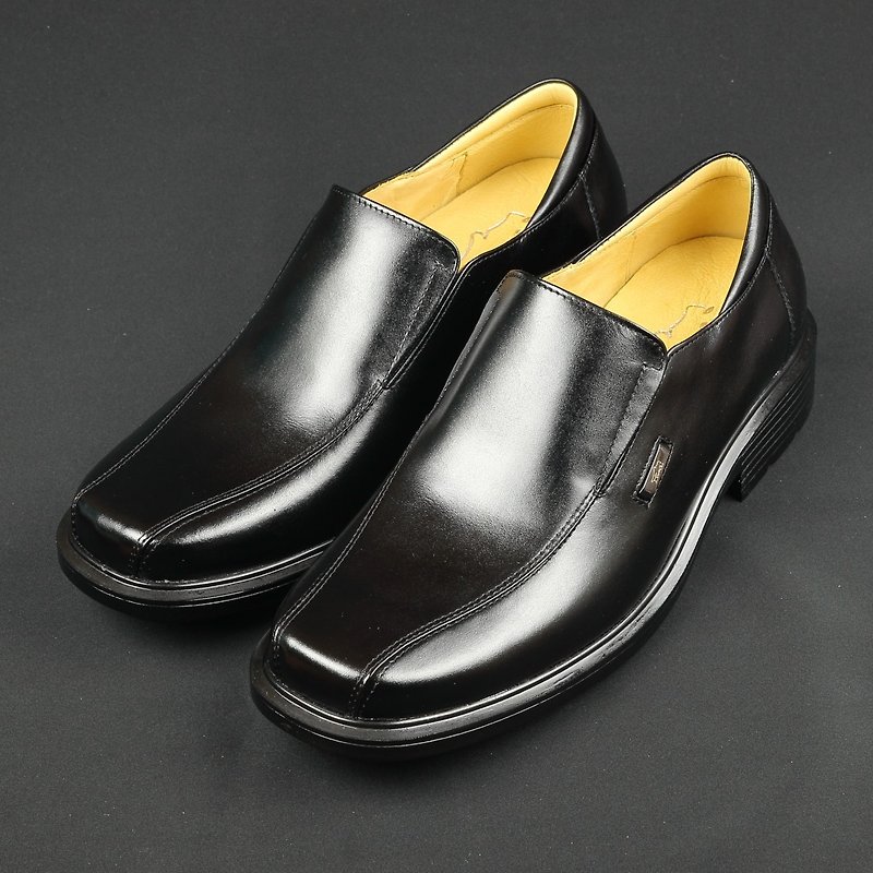 Simple classic calfskin ellagic leather shoes-classic black - รองเท้าหนังผู้ชาย - หนังแท้ สีดำ