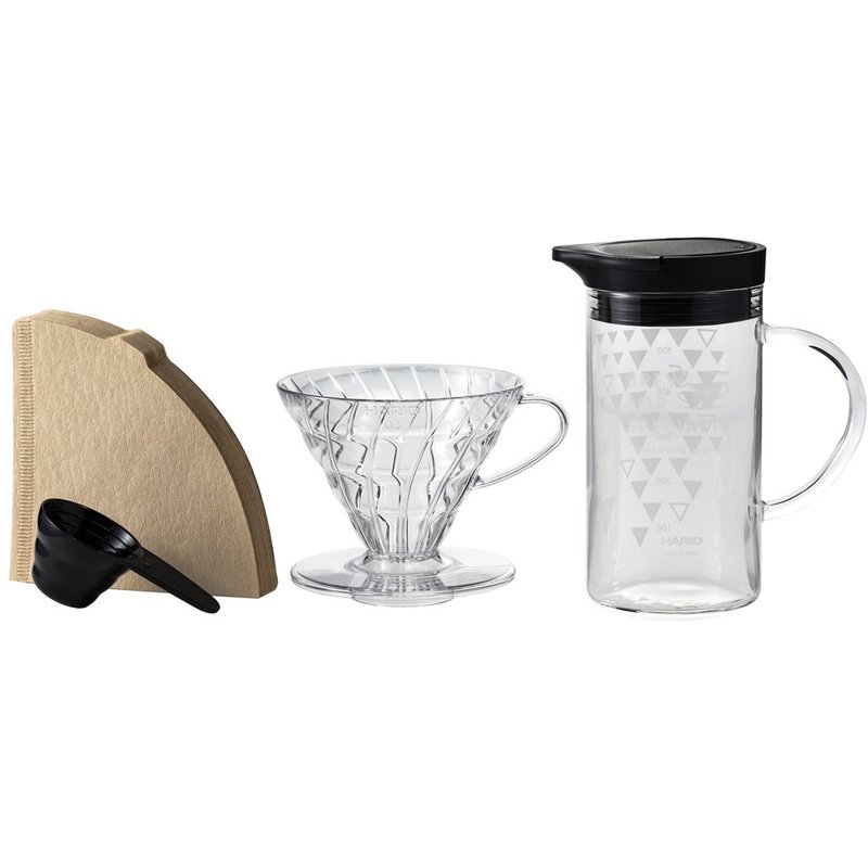 HARIO V60 Thermochromic Coffee Pot Set/VDSS-3012-B - Coffee Pots & Accessories - Glass White