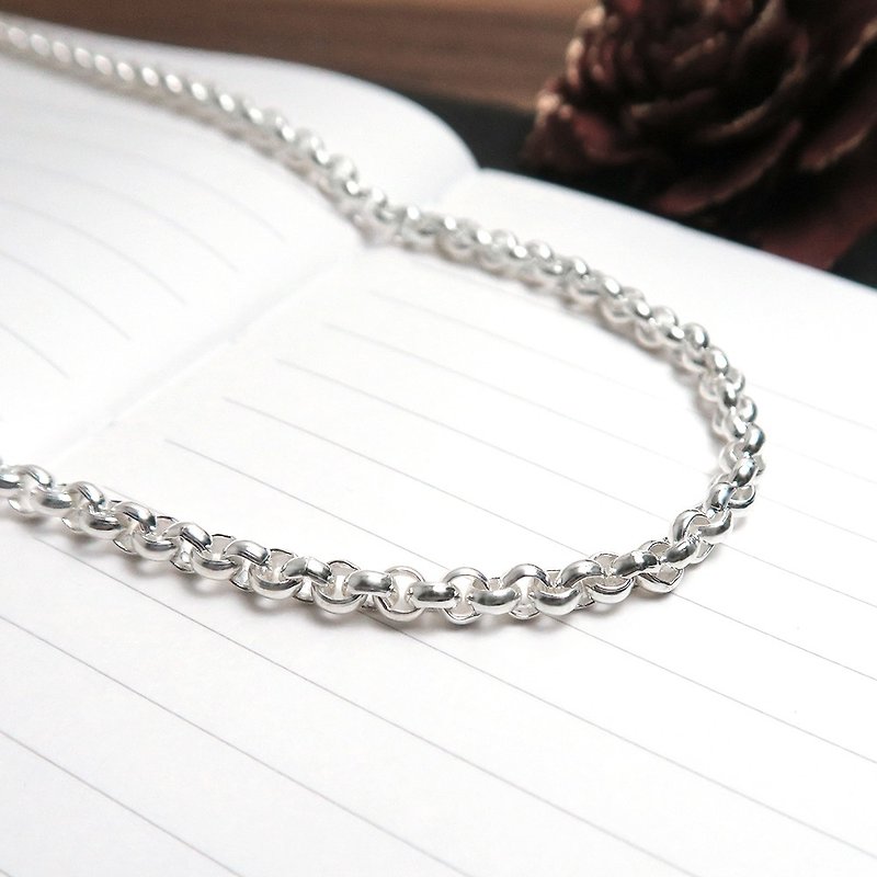 Sterling silver matching chain minimalist small round chain (3.7mm wide chain) 925 sterling silver custom length custom necklace - สร้อยคอยาว - เงินแท้ สีเงิน