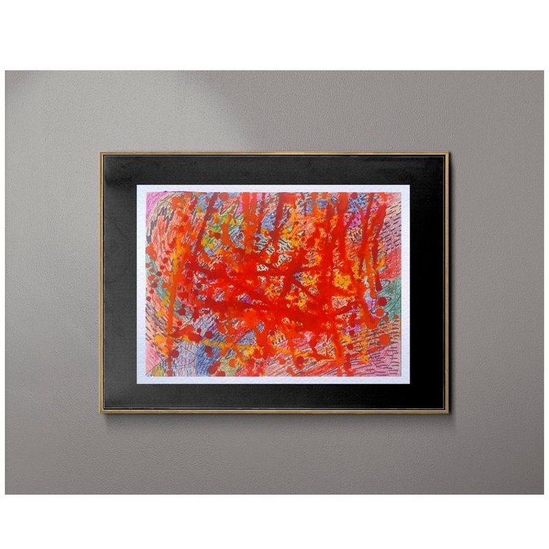 Abstract Art In Jackson Pollock Style, Vibrant & Colorful Painting,  Mixed Media - Wall Décor - Paper Multicolor