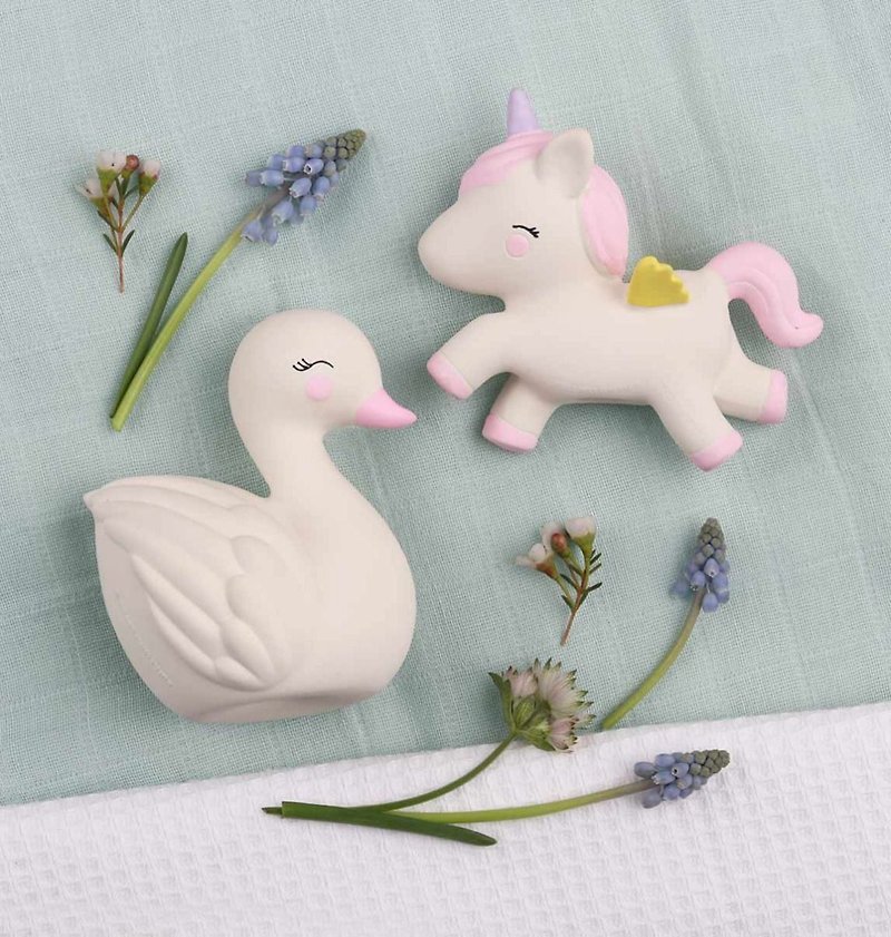 荷蘭 a Little Lovely Company – 療癒粉白天鵝橡膠玩具/固齒器 - 嬰幼兒玩具/毛公仔 - 橡膠 