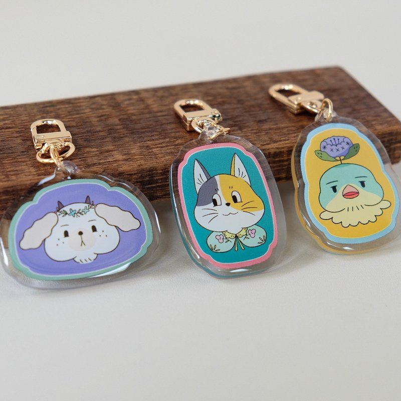 Squirrel Cat Misanthropic Bird Sheep Dog Epoxy Acrylic Keychain - ที่ห้อยกุญแจ - อะคริลิค 