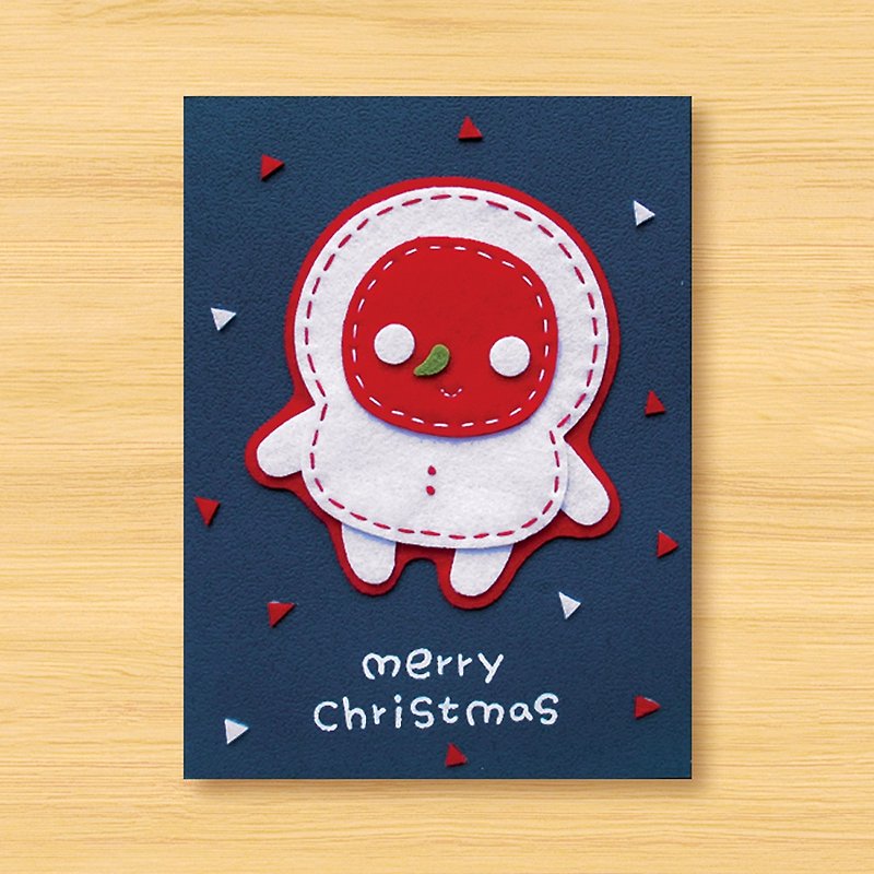 手工卡片 _ 宇宙可愛白色聖誕雪人寶寶 ... 聖誕卡、聖誕節、雪人 - 心意卡/卡片 - 其他人造纖維 藍色