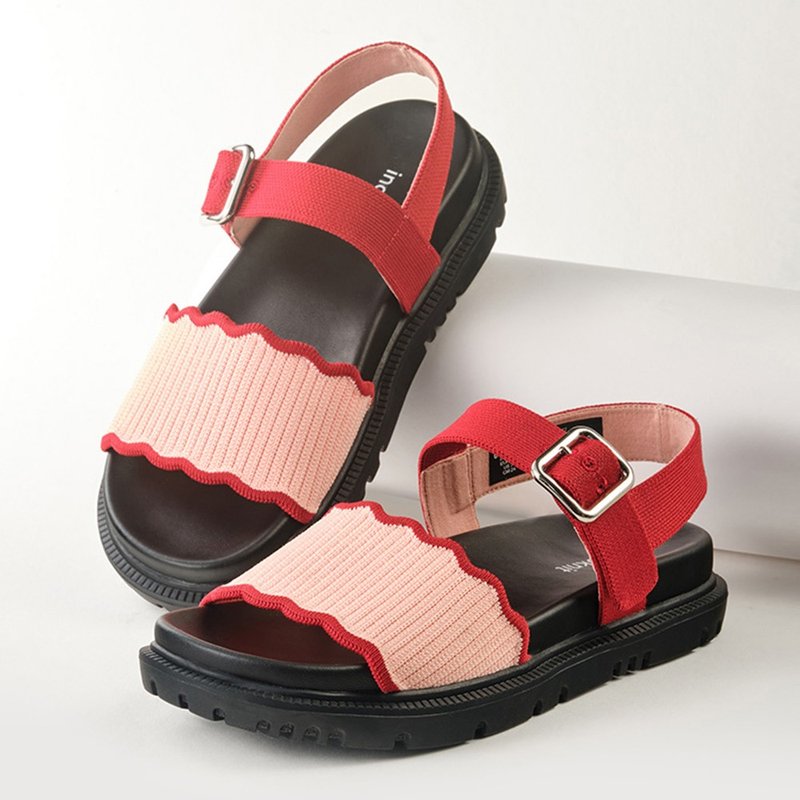 Seashell Lug Sandals Red Pink - รองเท้าบัลเลต์ - เส้นใยสังเคราะห์ สึชมพู