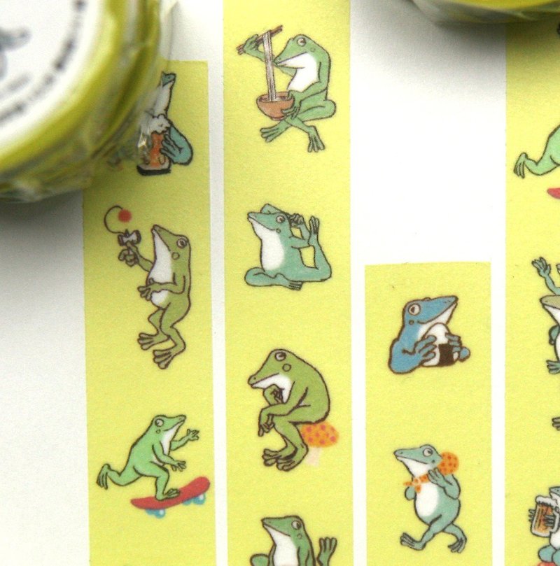 青蛙のマスキングテープ/10m - 紙膠帶 - 紙 黃色