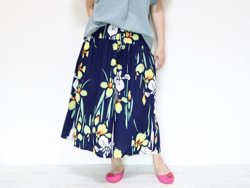 YUKATA Skirt Long  from YUKATA -Summer Cotton Kimono - กระโปรง - ผ้าฝ้าย/ผ้าลินิน สีน้ำเงิน