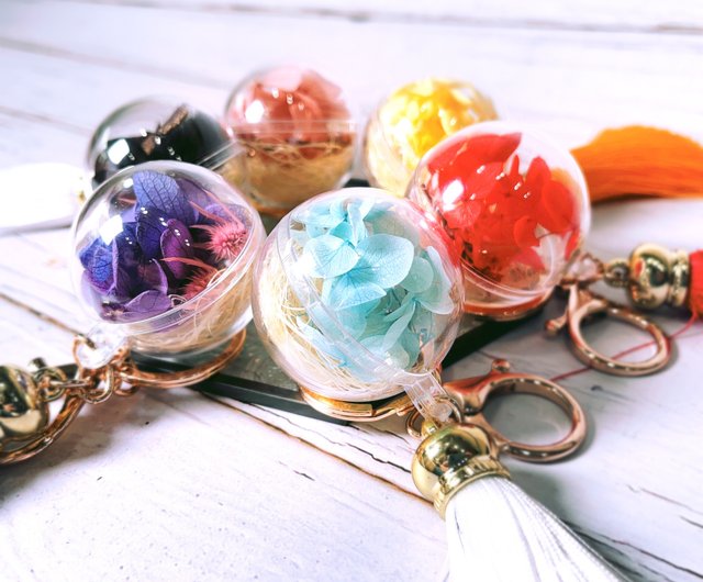 ふんわりcolorブルー紫陽花キーホルダー ふんわりcolorブルー紫陽花キーホルダー 専用DIYギフトボックス