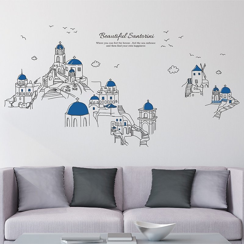 Santorini Creative Wall Stickers - ตกแต่งผนัง - วัสดุอื่นๆ สีน้ำเงิน