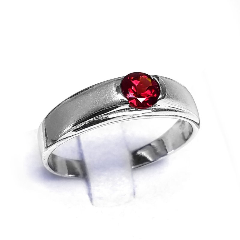 6.5 mm. Natural ruby ring silver sterling size 7.0 free resize / Square - General Rings - Sterling Silver Red