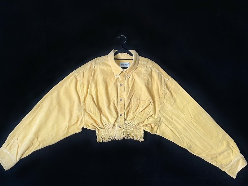 REGETHER vintage remade corduroy waist shirt-Eddie Bauer - เสื้อเชิ้ตผู้หญิง - ผ้าฝ้าย/ผ้าลินิน สีส้ม