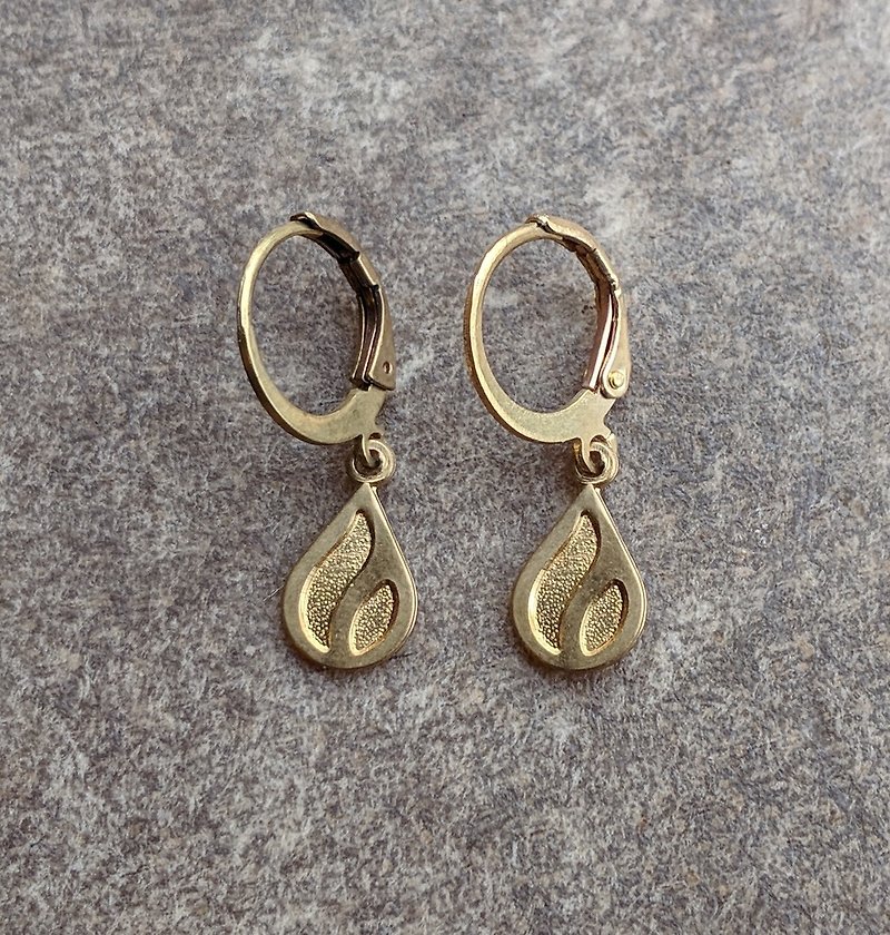 黃銅造型小水滴耳環 - 耳環/耳夾 - 銅/黃銅 