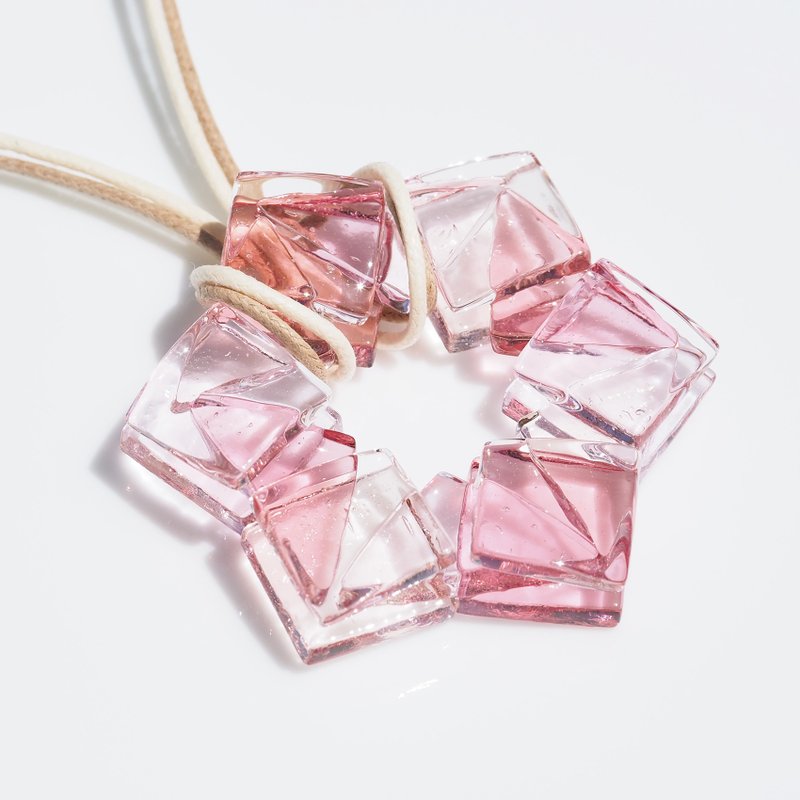 [Special] Crystal Glass (Crystal [Saki]) Necklace [Made-to-Order] - Necklaces - Glass Pink