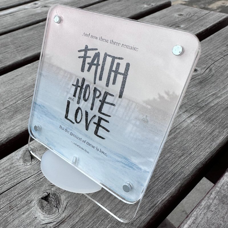 ALO 2-in-1 Phone Stand | Faith, Hope, and Love ~ Integrated Stand & Photo Frame Functionality - ที่ตั้งมือถือ - อะคริลิค หลากหลายสี