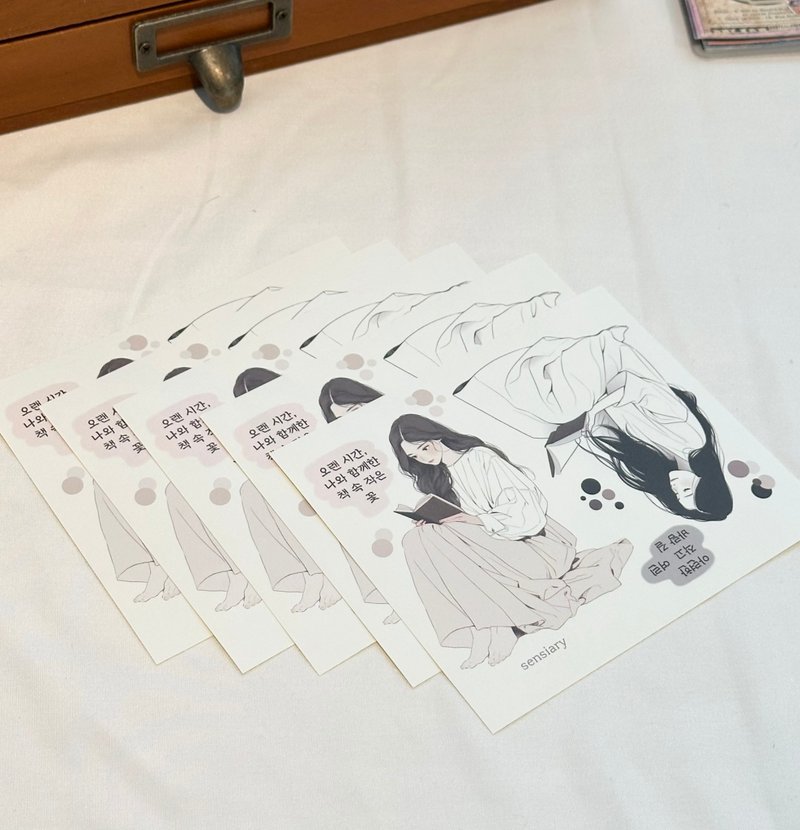 sensiary book and a girl's sticker 5p - 卡片/明信片 - 紙 